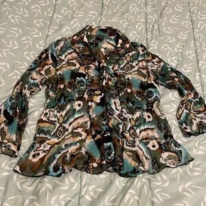 Collared Patterned Blouse